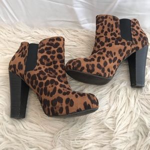 Leopard print booties